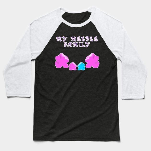 Meeple family 2 woman 1 boy 1 girl Baseball T-Shirt by MononcGeek